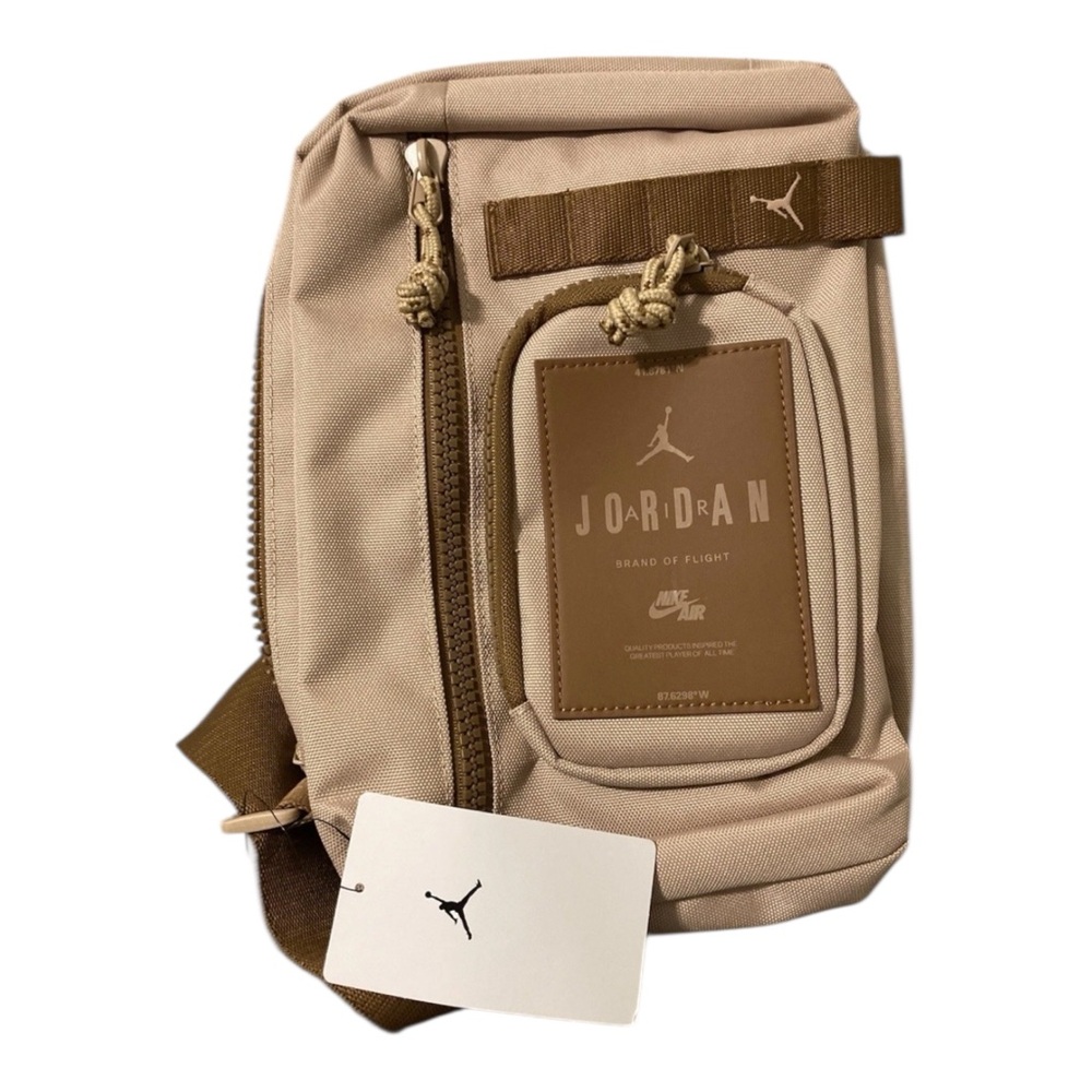 Nike Jordan Air Hesi Crossbody Sling Bag Tan Brown Jumpman Backpack Nylon Small - Picture 5 of 14